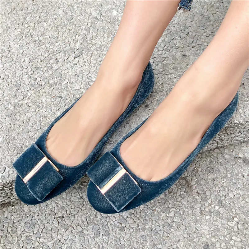 FEDONAS/Винтажные женские туфли-лодочки из флока с круглым носком на низком каблуке