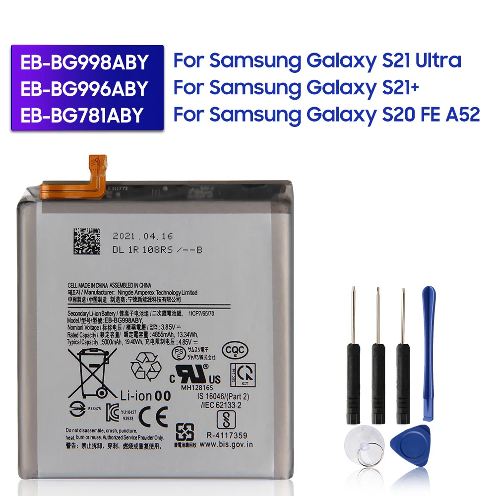 

Original Replacement Battery EB-BG998ABY EB-BG996ABY EB-BG781ABY For Samsung Galaxy S21 Ultra S21+ S20 FE A52 S21Ultra Authentic
