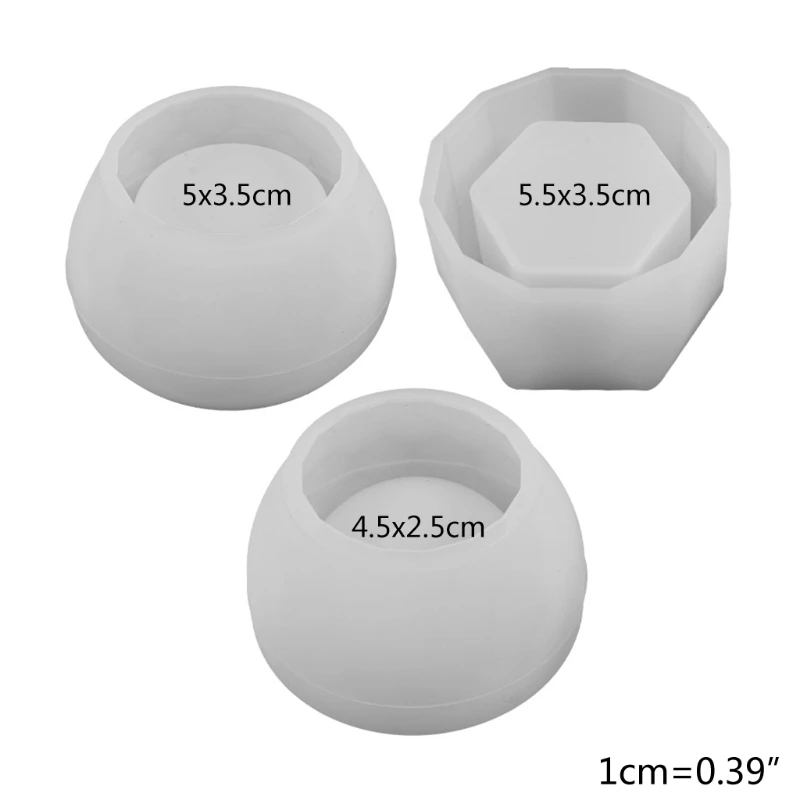 

3 Pcs/Set Round Bowl Hexagon Cup Dishes Casting Silicone Mould DIY Crafts Making Tool Crystal Epoxy Resin Mold