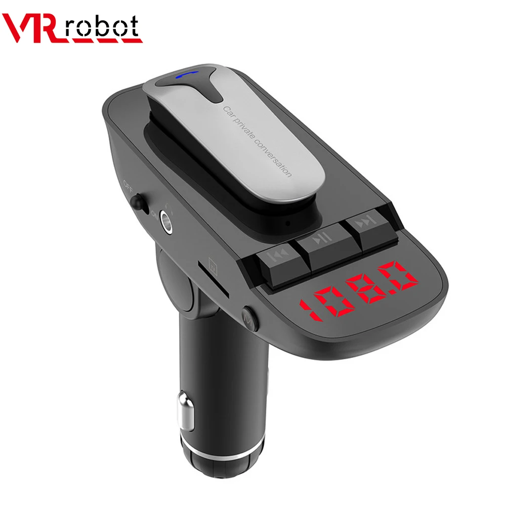 VR robot Bluetooth 4 2 FM передатчик модулятор беспроводные наушники в ухо Handsfree Car Kit 5V 3.1A USB