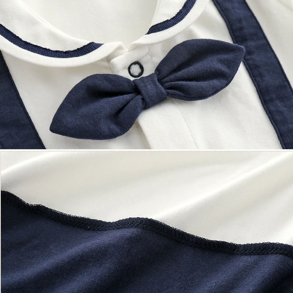 Baby Boys Romper Costume Toddler Sailor Navy Jumpsuit Bebe Suspender One set Outfit with Hat Infant Halloween Short Clothes Sets |