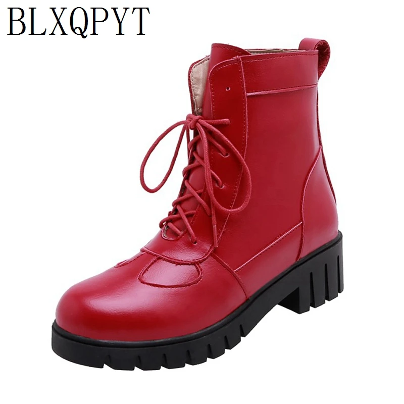 BLXQPYT/женские ботильоны из искусственной кожи высокого качества модная зимняя