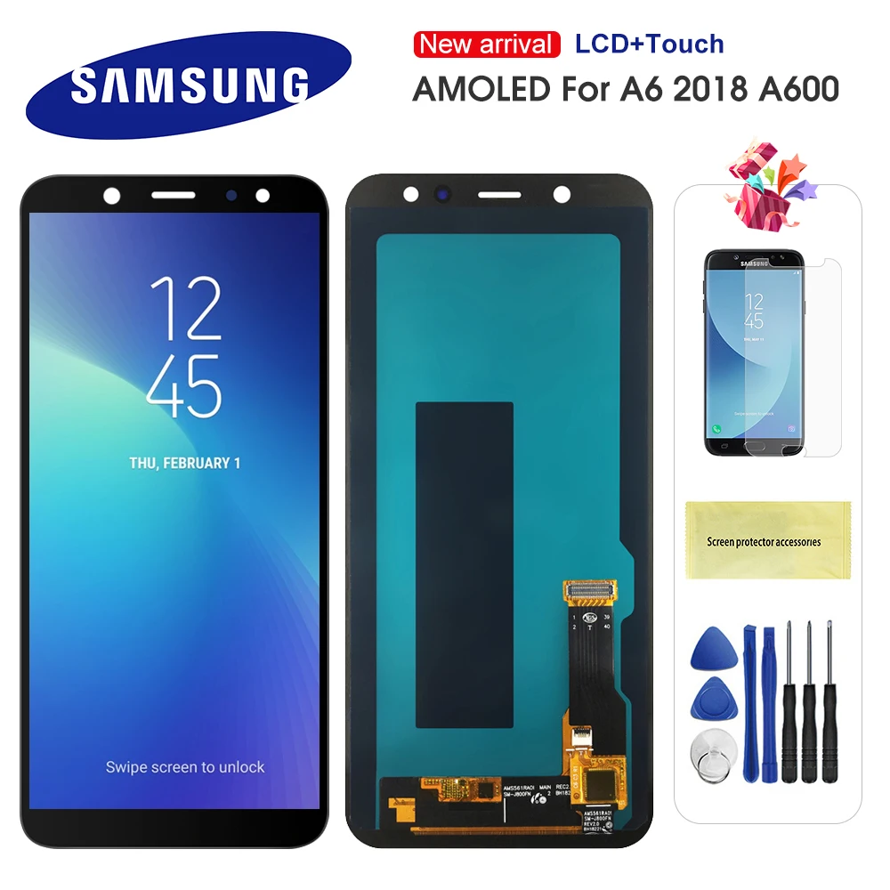 ЖК дисплей Super AMOLED A6 для Samsung Galaxy 2018 A600 A600F A600FN с сенсорным экраном и дигитайзером в