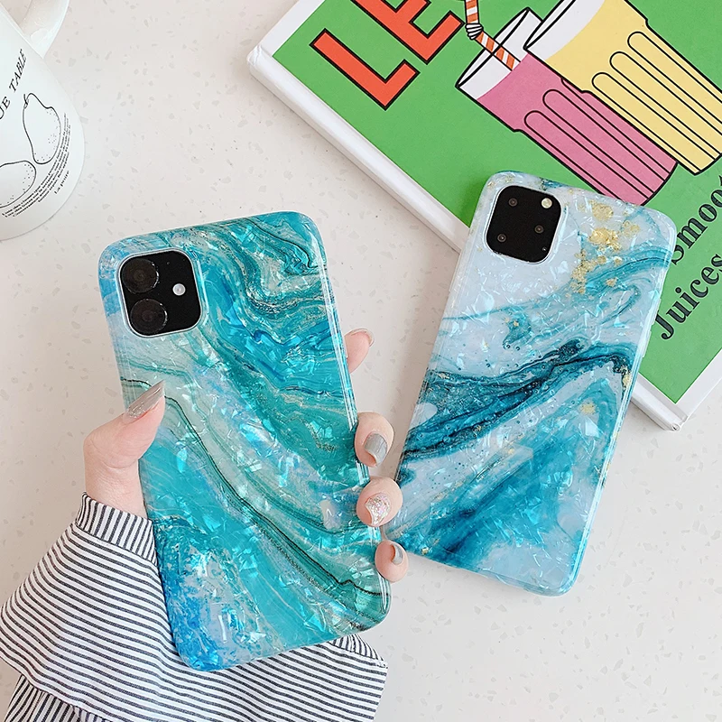 Оболочка текстуры синие Чехлы под мрамор для iPhone 11 Pro MAX X XR XS MAX Gold flow choi мягкий чехол для iPhone 8 7 6 6S Plus задняя крышка