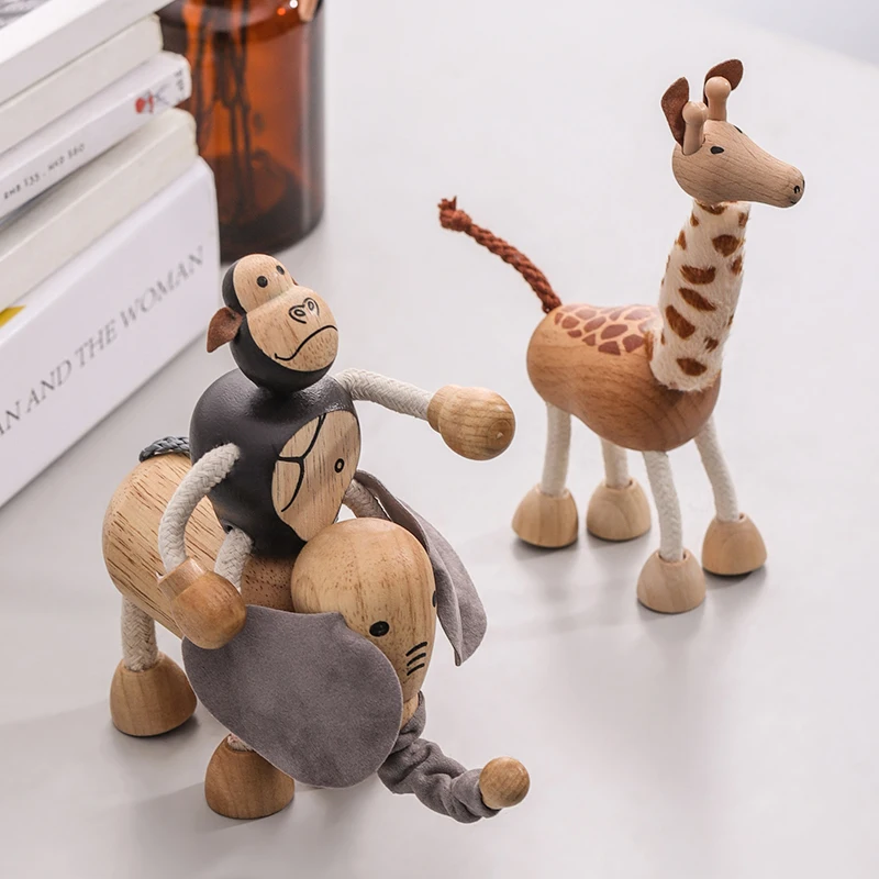 Милый мультяшный деревянный слон настольная кукла в спальню украшения для