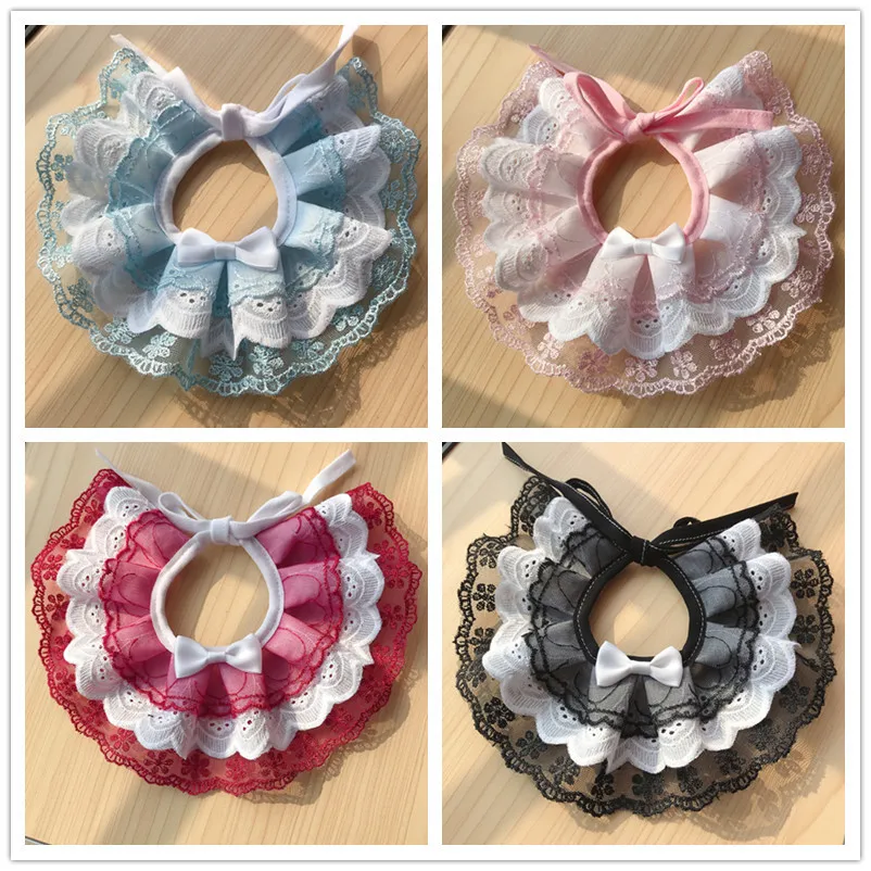 

Fashion Bowknot Pet Collar Lace Bibs Cute Lace Bib Lovely Dog Cat Necklace Decor Collars For Small Dog