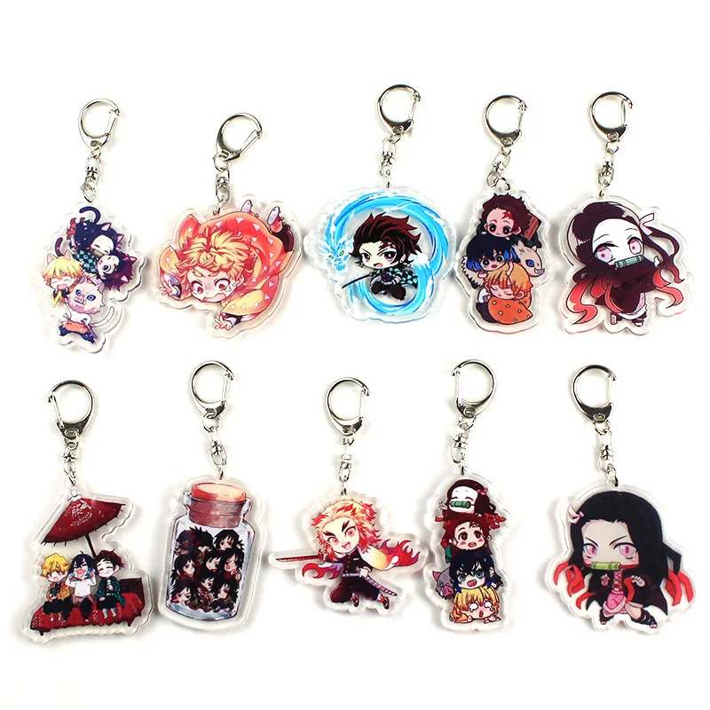 10 шт. подвесные игрушки Брелоки для ключей Tanjirou Kamado Nezuko Agatsuma Zenitsu Hashibira Inosuke
