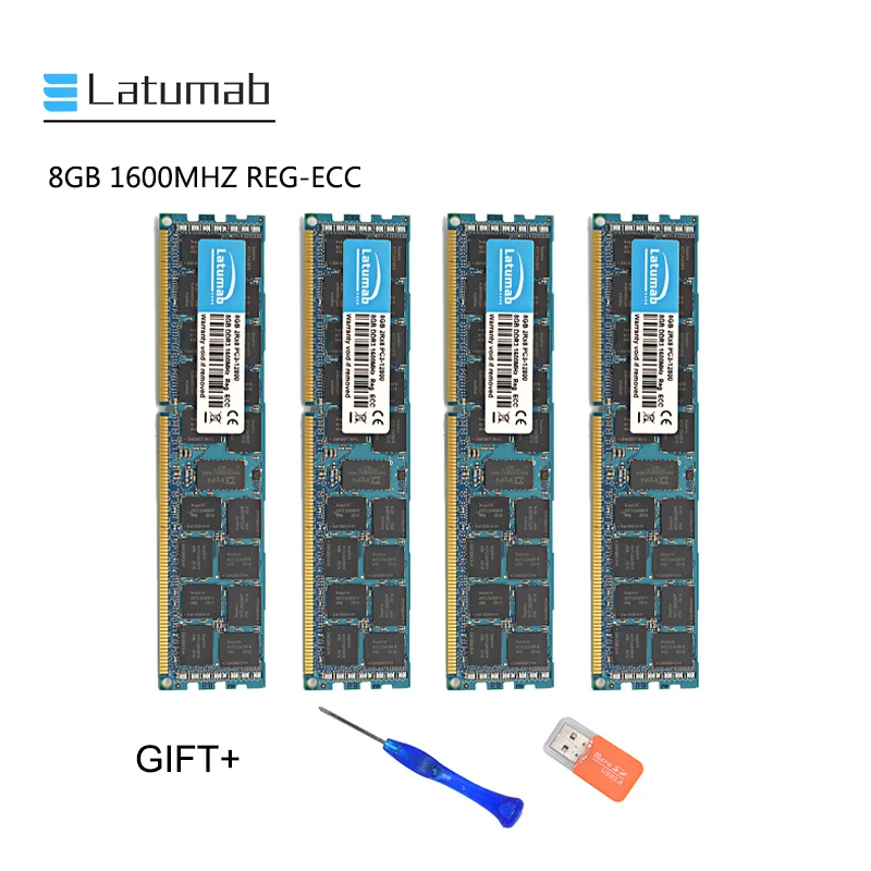 Latumab 8 Гб оперативной памяти, 16 Гб встроенной памяти, DDR3 1600 МГц PC3 12800 регистровая и ecc-память Серверная Память RAM память пк модуль памяти RAM 1 шт./2 шт./4 шт. высокое качество