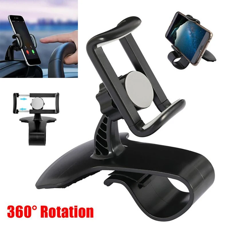 

360 Degree Car Dashboard Phone Holder GPS Car Mount Phone Holder Stand Flexible Hud Clip on Cradle Phone Bracket