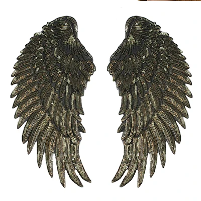 1pair 1037 gold Вышивка блесток фея кукла Корона Ангел аппликация в виде крыла Мода патч украшение для одежды сумка рубашка Швейные аксессуары - Цвет: 1pair 1037 gold
