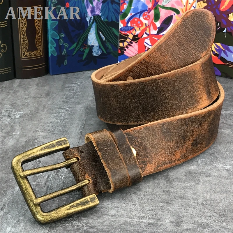 

Super Wide 4.2CM Luxury Thick Genuine Leather Men Belt Double Buckle Belt Ceinture Leather Belt Men Jeans Trouser Belt