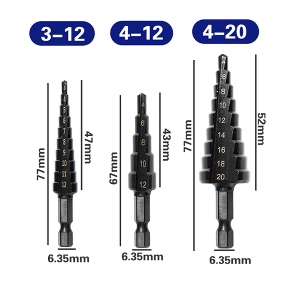 3 шт. 3-12 мм 4-12 4-20 ступенчатое сверло из быстрорежущей стали с титановым покрытием