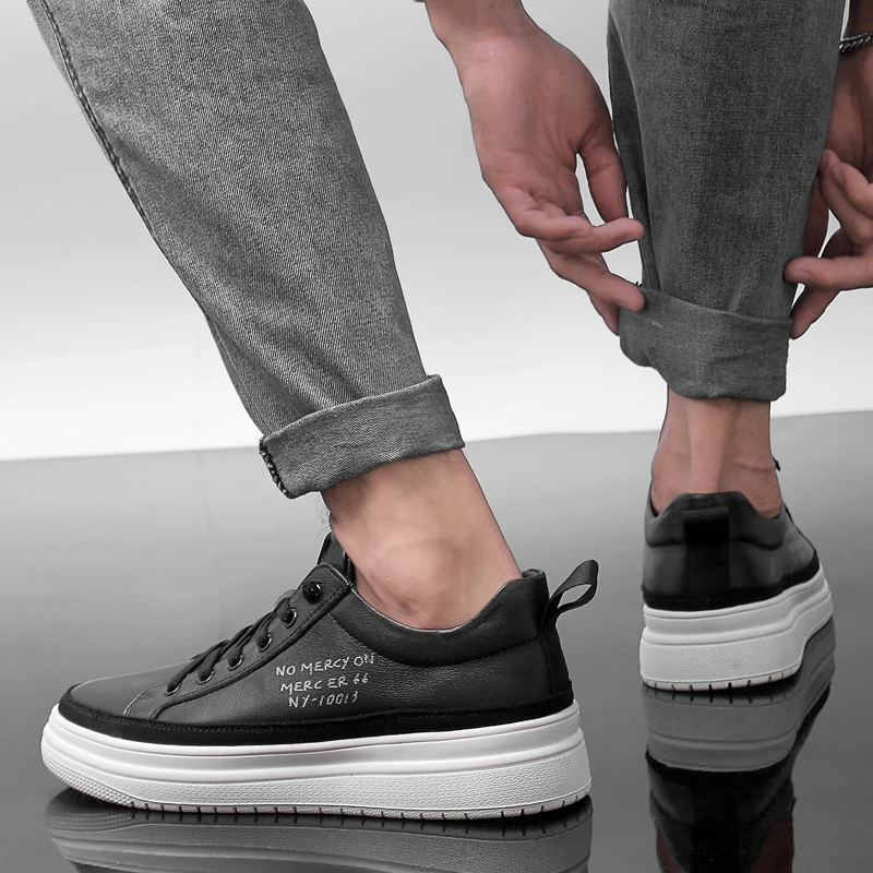 Мужские кроссовки из натуральной кожи повседневные прочная долговечная подошва