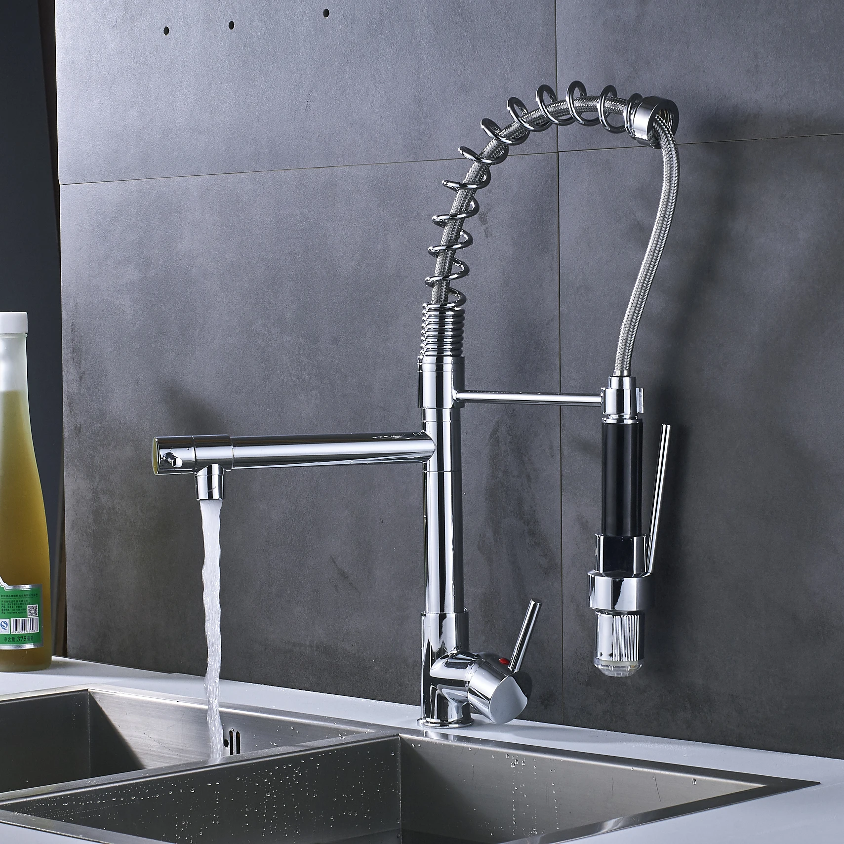 Светодиодный изменяющий цвет кухонный кран смеситель пружина для крана