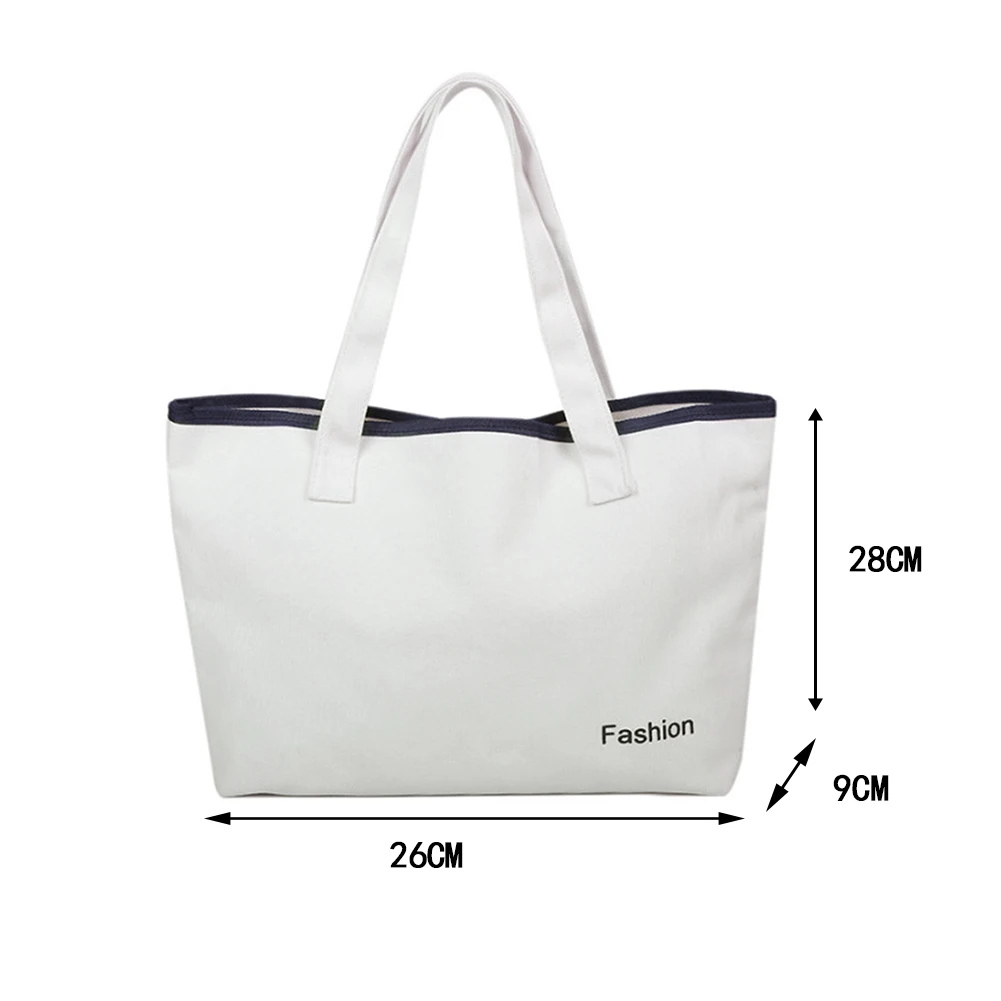 

Fashion Women Canvas Letters Printing Shoulder Shopping Bag Casual Ladies Large Capacity Tote Handbags