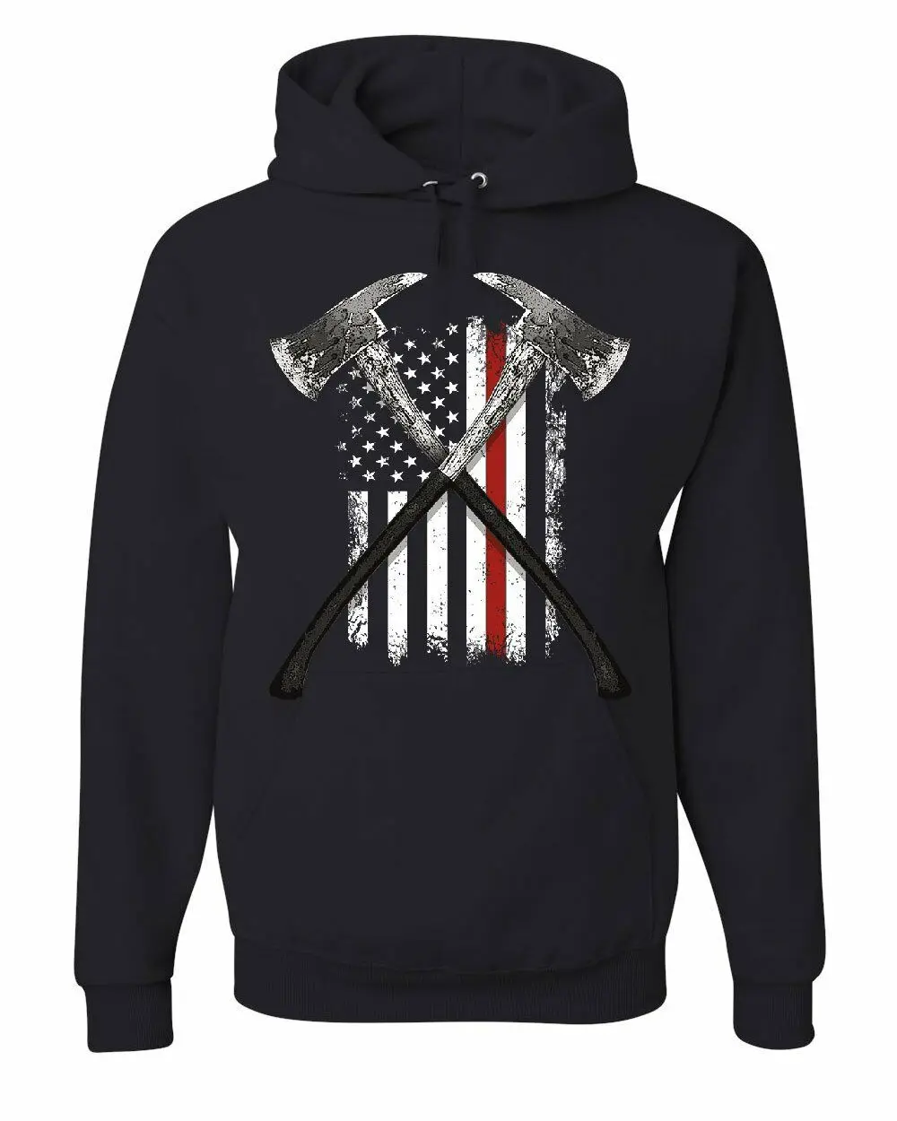 

Firefighter Axes Hoodie Fire Dept US Flag Thin Red Line Sweatshirt