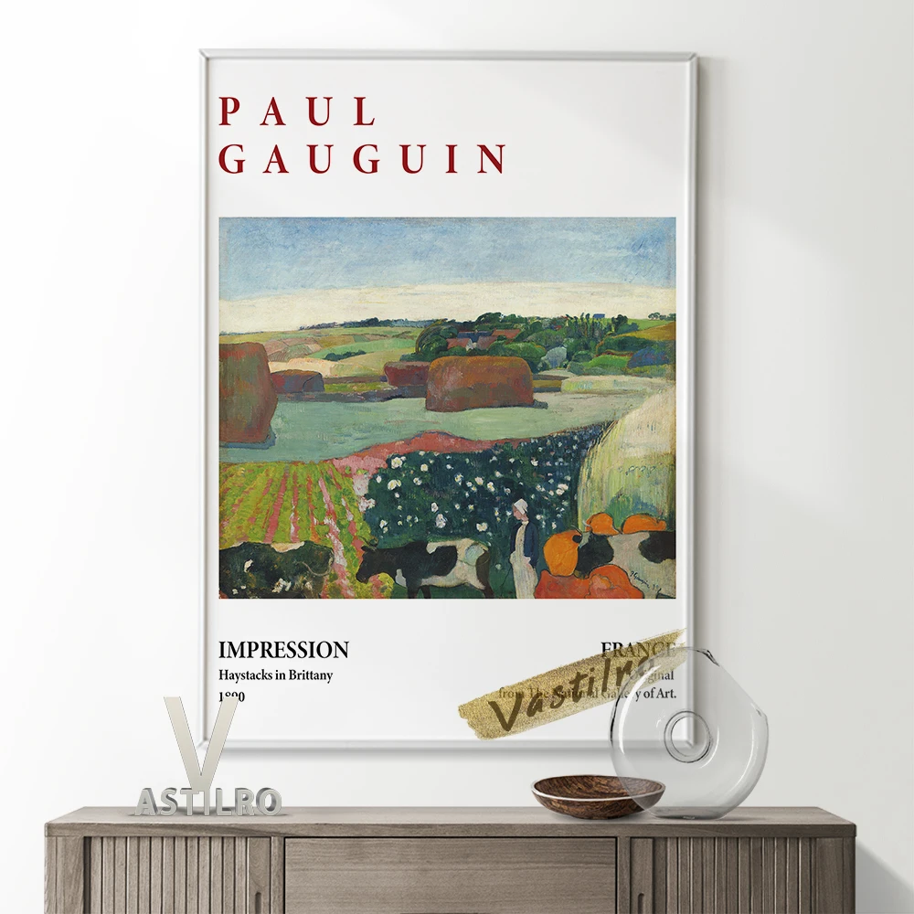 

Paul Gauguin Exhibition Museum Canvas Painting Prints Art Landscape Poster Haystacks In Brittany Wall Picture Bedroom Home Decor
