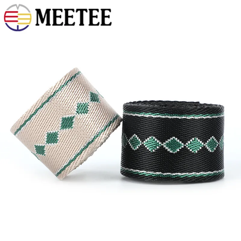 

Meetee 4M 38mm Polyester Jacquard Webbing Luggage Tied Band Bags Strap Belt Lace Ribbon DIY Garment Sewing Decoration Tape RD062
