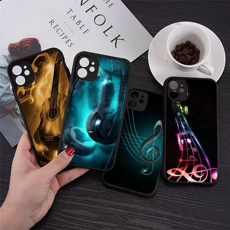 

Guitar notes instrument music flame Phone Case Transparent Matte for iPhone 7 8 11 12 s mini pro X XS XR MAX Plus cover funda