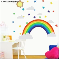 1pcs rainbow sun star wall sticker for childrens room kindergarten bedroom home decoration green flower mural 2650cm