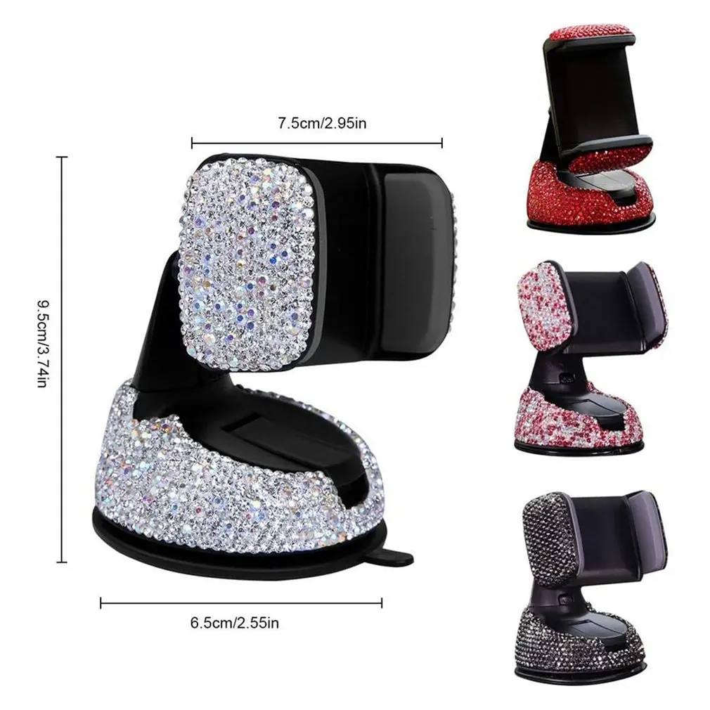 

Crystal Rhinestones 360 Degree Car Phone Holder for Car Dashboard Auto Windows and Air Vent Universal Car Mobile Phone Holder