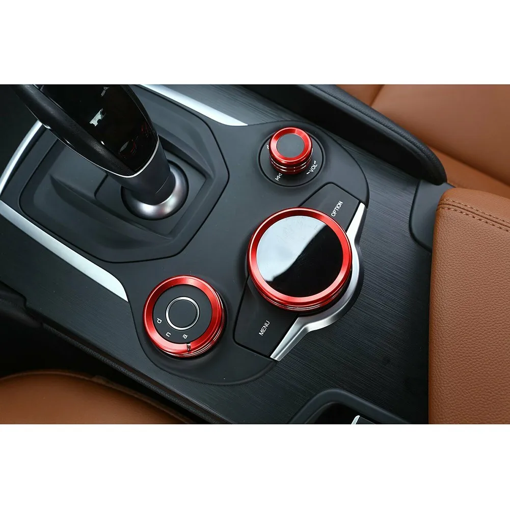 

Accessories Console Knob Cover Console Cover For Romeo Giulia Stelvio Knob Multimedia Red 3pcs Durable