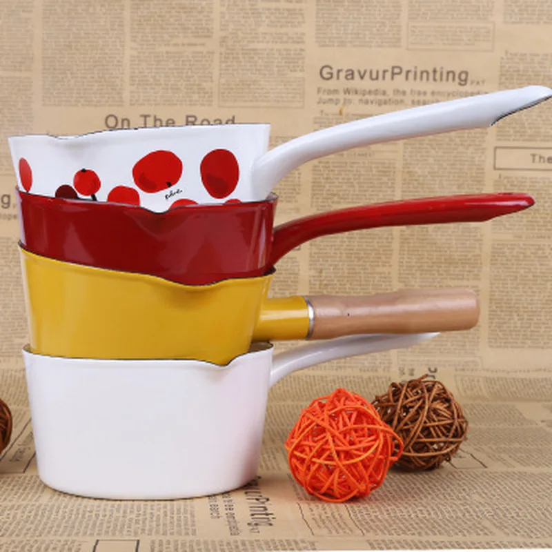 1.3L японский Стиль небольшой эмалированная кастрюля для молока Кухня Пособия по