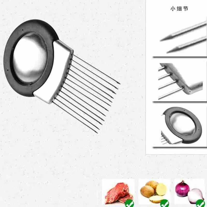 

1pc Onion Insert Steel Onion Cutting Onion Finger Guard Fork Chopping Artifact Onion Chopping Kitchen Y5S9