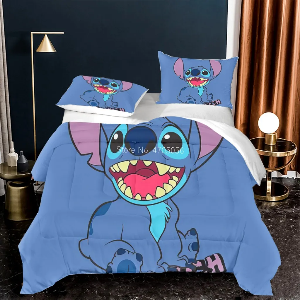 Disney Summer Quilt Comforter for Kids Girls Bedroom Stitch Queen 228*228cm Size Polyester Bedding Boys Bed Home Decoration