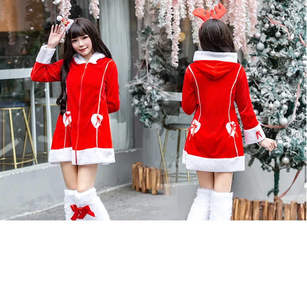 Новый стиль Женский маскарадный костюм Санты платье для девушек Рождественская
