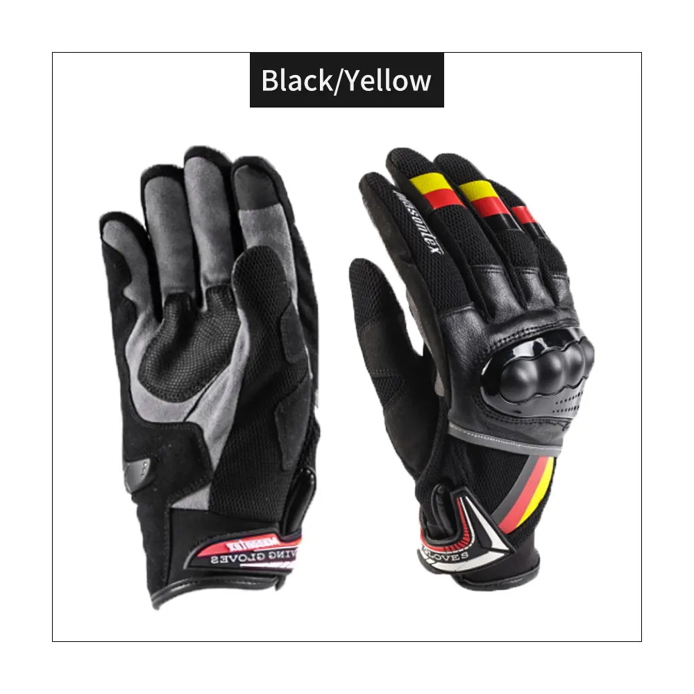 Black Yellow Новые Мотоциклетные Перчатки Мотокросс Гоночные Перчатки Полный Палец Ветрозащитный Открытый Спорт Перчатки Сенсорный Экран luvas da motocicleta - Цвет: Black Yellow