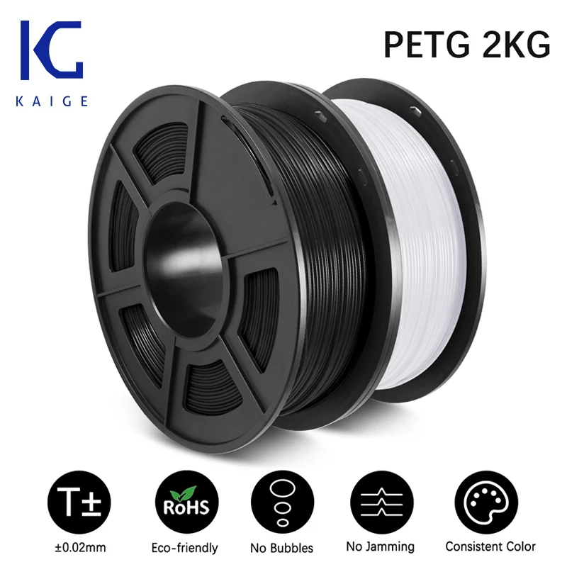 

KAIGE 3D Printer Filament PETG 1.75mm 2KG Tolerance +/-0.02mm 3D Printing Filament Low shrinkage ROSH Certificate For 3D Print