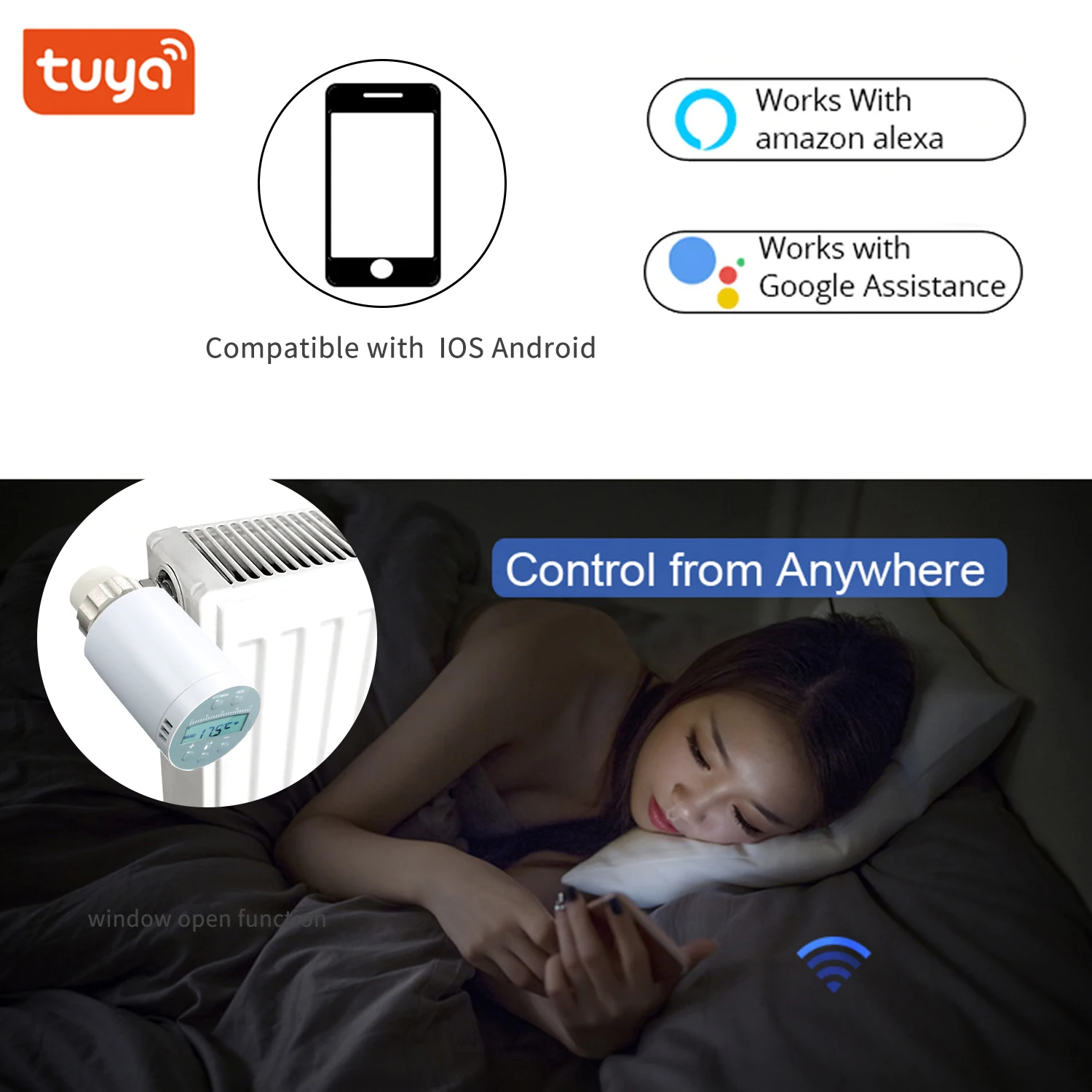 

Thermostat Temperature Controller Heating and Accurate TRV Thermostatic Radiator Valve Programmable Voice Remote Control