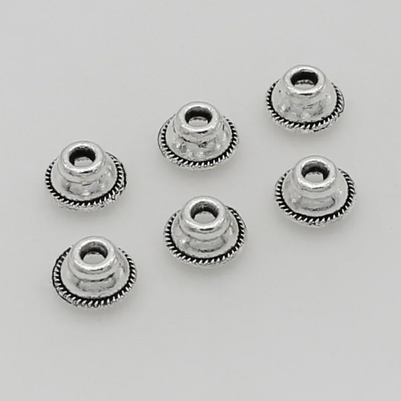 

100 шт./лот простые антикварные серебряные шапочки для бусин 8 мм, украшения ручной работы, металлические бахромы, бусины, лотки, розетка для изготовления ювелирных изделий своими руками