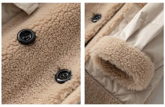 Real Fur Coat Female Wool Jacket Fox Fur Collar Sheep Shearling Autumn Winter Coat Women Clothes Korean Down Coat ZT4287
