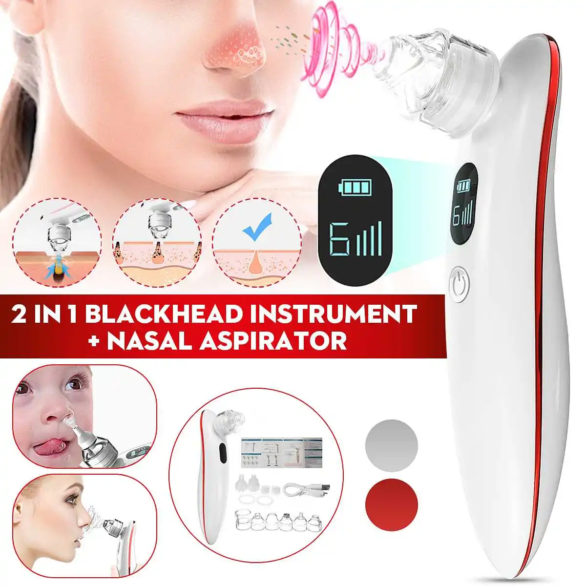 

Facial Pore Cleaner Blackhead Remover Vacuum Electric Nose Face Deep Cleanning Skin Care Machine USB Rechargeable Home Beauty
