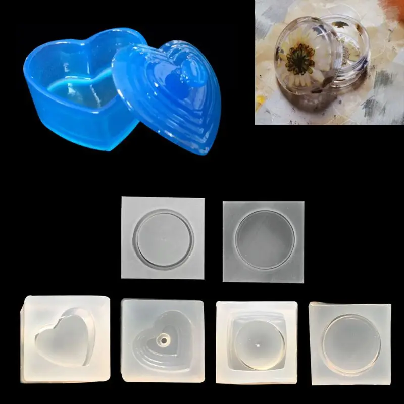 

3 Shapes Containers with Lid Silicone Resin Mold Jewelry Box Pen Holder Mold Coaster Flower Pot Ashtray Resin Molds Kit