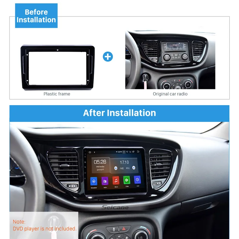 

Seicane UV черная рамка 9 дюймов для 2012-2017 FIAT VIAGGIO/ 2014-2017 FIAT OTTIMO Audio Dash Trim Fascia Panel Kit