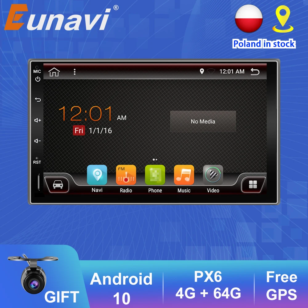 Автомагнитола Eunavi 2 Din Android 10 7 дюймов GPS Wi Fi DSP 4 Гб ОЗУ|Автомагнитолы| |