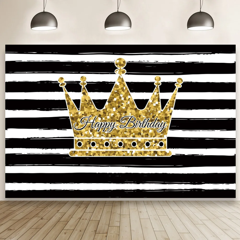 

Glitter Crown Color Stripes Simple Backdrop Birthday Party Baby Shower Decor Photo Photography Background Studio Shooting Custom