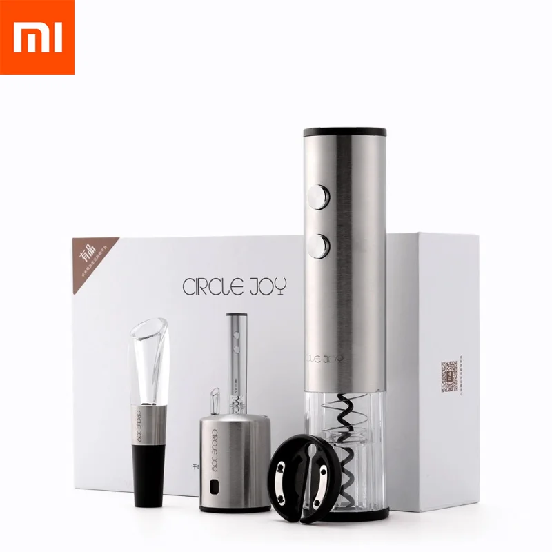 Штопор xiaomi 4 в 1 Xiaomi Mijia Circle Joy автоматический открывалка для бутылок красного вина круглая пробка для вина из нержавеющей стали Электрический штопор подарок