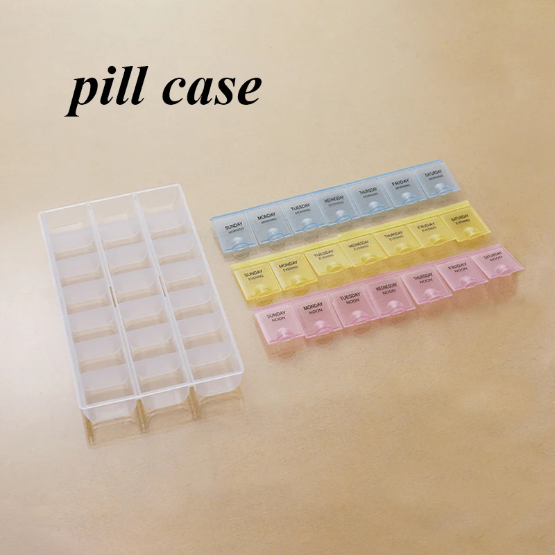 

21 Grids 7 Days 3Rows Weekly Candy Pill Case Medicine Tablet Dispenser Carry Pill Box Splitters Pill Storage Supplies Dispenser