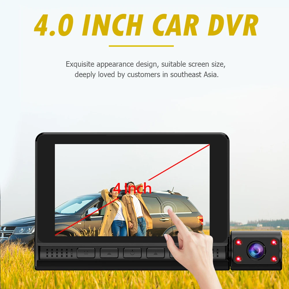 Full HD 1080P видеорегистратор ночного видения 4 0 дюймов сенсорный экран Экран зеркало