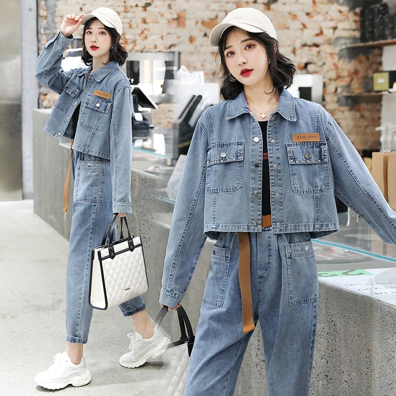 Джинсовая куртка для ранней весны женская короткая модная Свободная джинсовая в