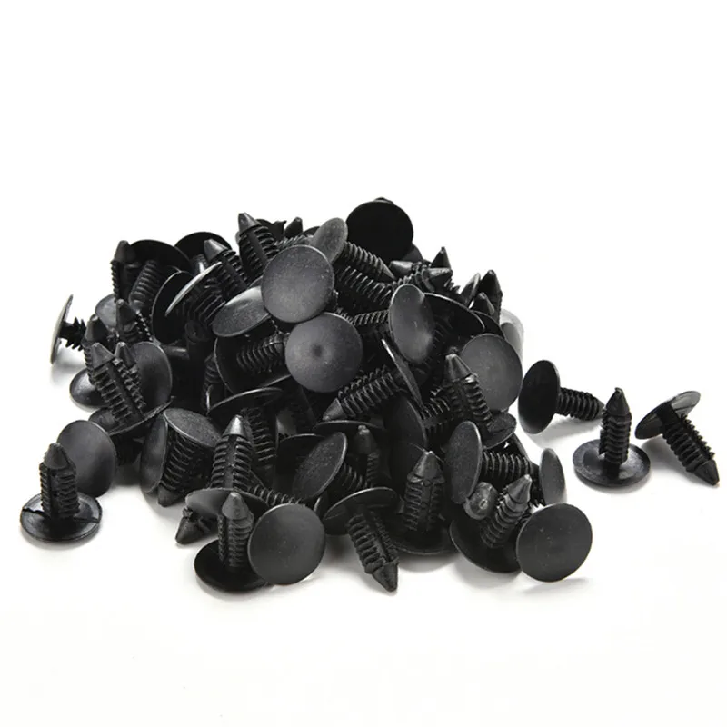 

100Pcs/lot 6mm Dia Door Trim Panel Black Plastic Rivet Clip Fastener For Car Vehical