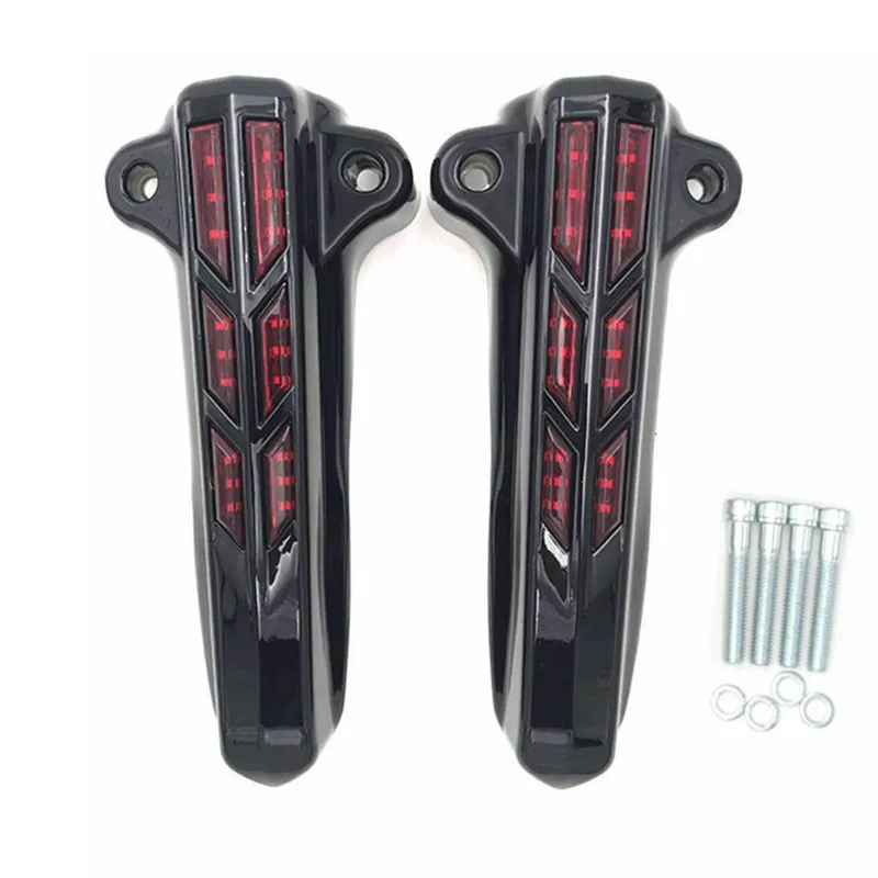 Мотоциклетные черные Передняя Нижняя вилка ножные Чехлы W/Светодиодный