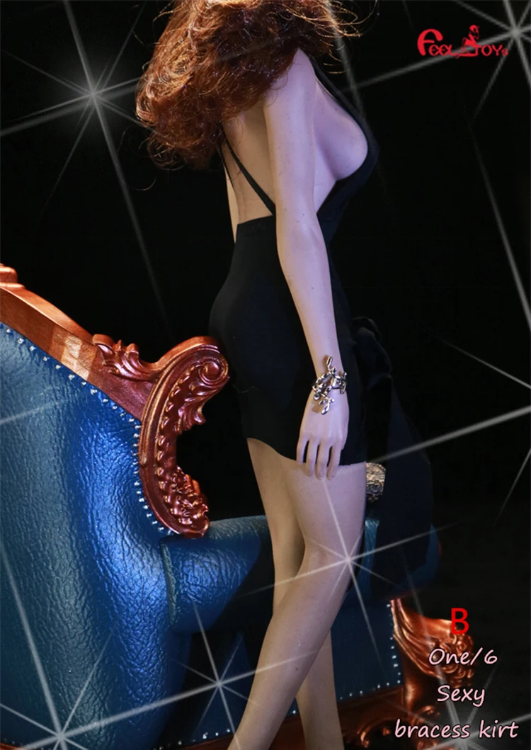 

Women Sexy Tight Body Short Strap Strapless 2 Colors 1/6 Scale FT012 Female Nightclub Dress For 12" Action Figure Body