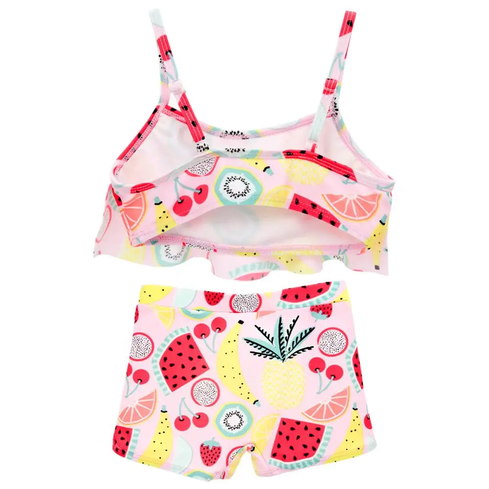Fruit Print Ruffles Camis Swimsuit Set for Girl Sleeveless Two Piece Beach Bikini Baby Bathing Suit Children #20 | Детская одежда и