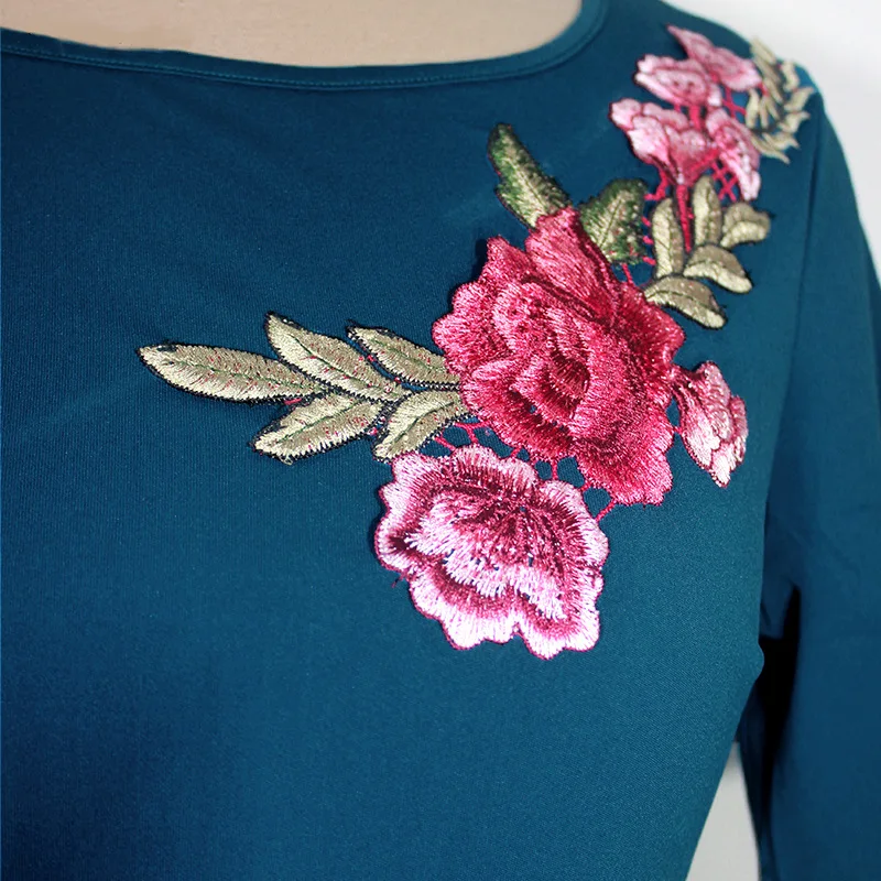 Office Lady Big Size Dress Fashion Summer Embroidery Flower Midi Dresses Women's Plus Elegant Straight Large 6XL | Женская одежда