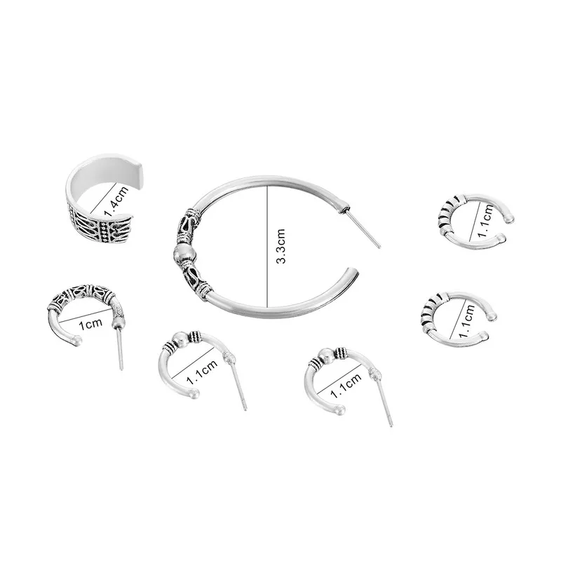 7 шт./лот металлические винтажные бесконечные серьги для женщин европейские